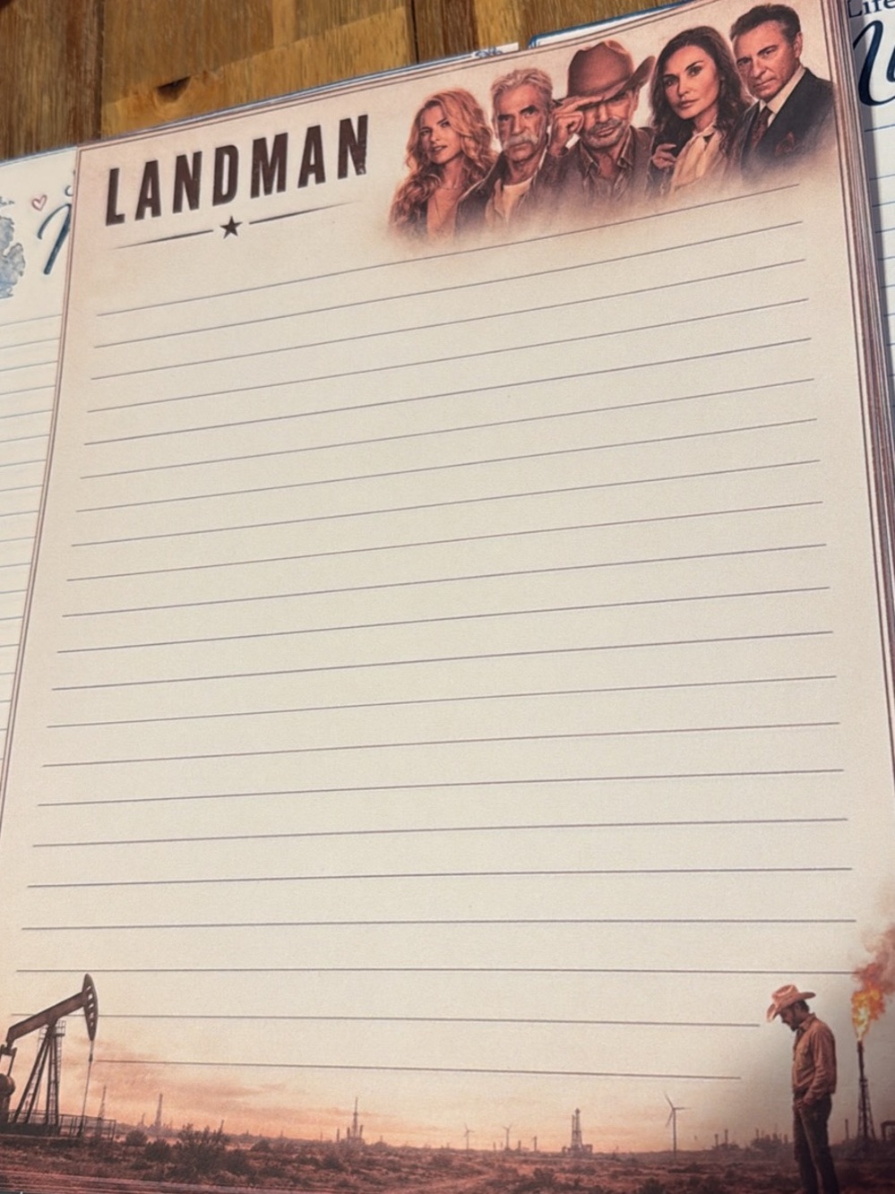 Landman Lined Notepad - Western Cast Design in Cream and Brown